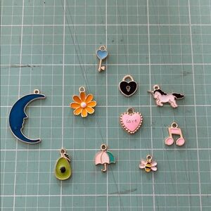 Planner charms, jewlery, moon, heart, bee, flower, key